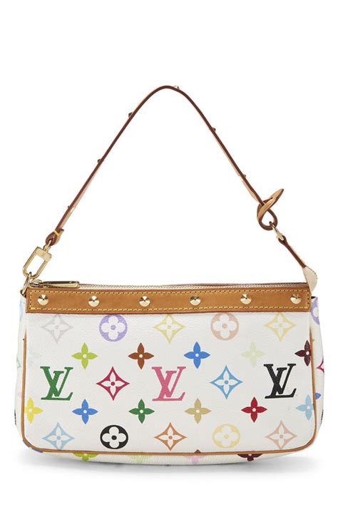 takashi murakami x louis vuitton white monogram multicolor pochette accessoires|louis vuitton murakami cherry blossom.